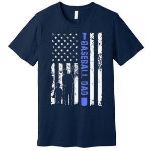 Proud Baseball US Dad American Flag Sports Premium T-Shirt