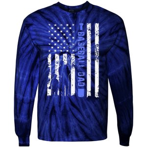 Proud Baseball US Dad American Flag Sports Tie-Dye Long Sleeve Shirt