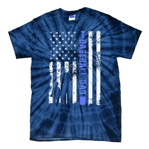 Proud Baseball US Dad American Flag Sports Tie-Dye T-Shirt