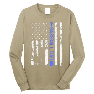 Proud Baseball US Dad American Flag Sports Long Sleeve Shirt