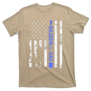 Proud Baseball US Dad American Flag Sports T-Shirt