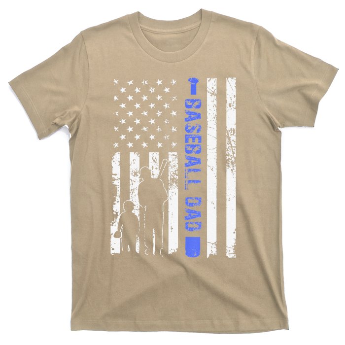 Proud Baseball US Dad American Flag Sports T-Shirt