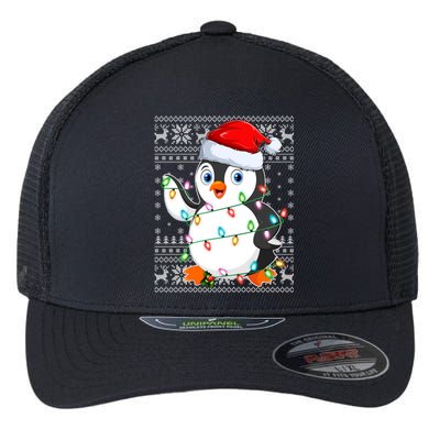 Penguin Bird Ugly Xmas Sweater Style Santa Penguin Christmas Cool Gift Flexfit Unipanel Trucker Cap