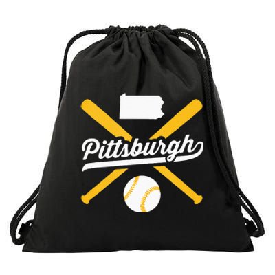 Pittsburgh Baseball Vintage Pennsylvania State Love City Drk Drawstring Bag