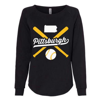 Pittsburgh Baseball Vintage Pennsylvania State Love City Drk Womens California Wash Sweatshirt