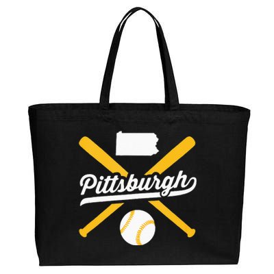 Pittsburgh Baseball Vintage Pennsylvania State Love City Drk Cotton Canvas Jumbo Tote