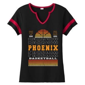 Phoenix Basketball Valley Oop City Arizona Retro Sunset Ladies Halftime Notch Neck Tee