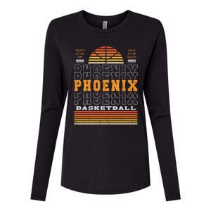 Phoenix Basketball Valley Oop City Arizona Retro Sunset Womens Cotton Relaxed Long Sleeve T-Shirt