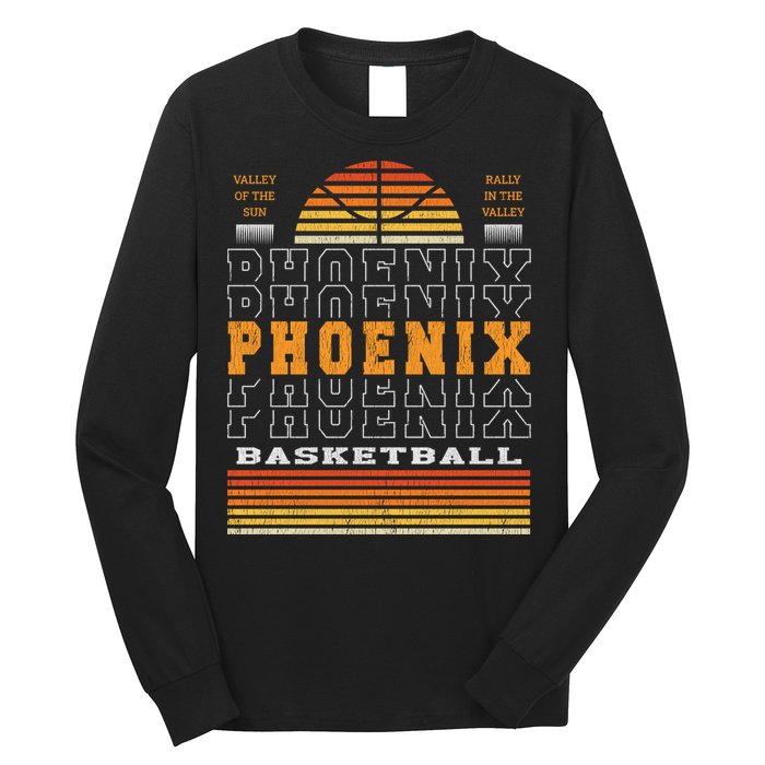 Phoenix Basketball Valley Oop City Arizona Retro Sunset Long Sleeve Shirt