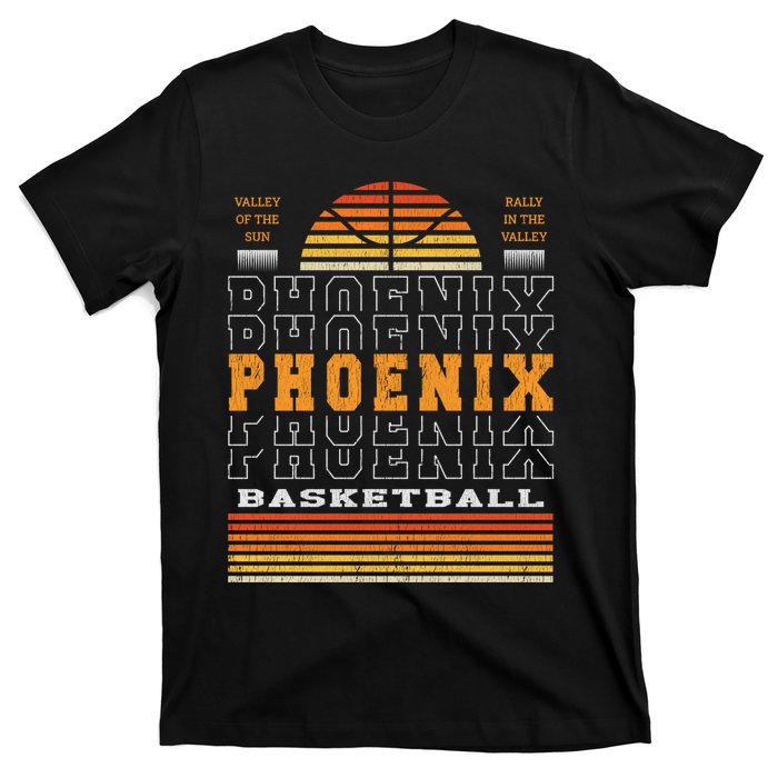 Phoenix Basketball Valley Oop City Arizona Retro Sunset T-Shirt