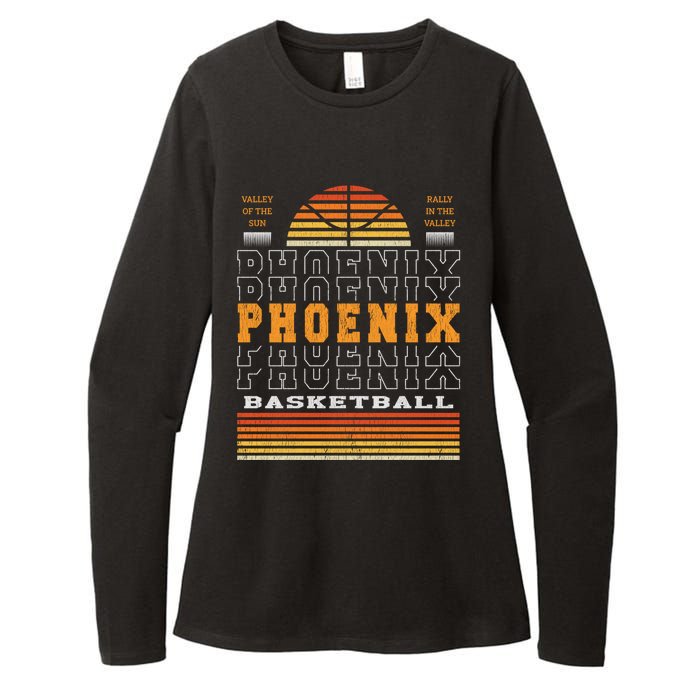 Phoenix Basketball Valley Oop City Arizona Retro Sunset Womens CVC Long Sleeve Shirt