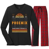 Phoenix Basketball Valley Oop City Arizona Retro Sunset Women's Long Sleeve Flannel Pajama Set 