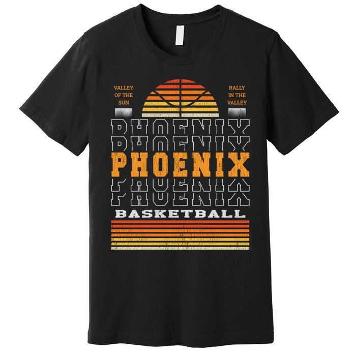 Phoenix Basketball Valley Oop City Arizona Retro Sunset Premium T-Shirt