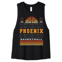 Phoenix Basketball Valley Oop City Arizona Retro Sunset Women's Racerback Cropped Tank