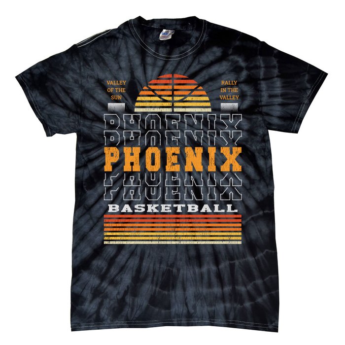 Phoenix Basketball Valley Oop City Arizona Retro Sunset Tie-Dye T-Shirt