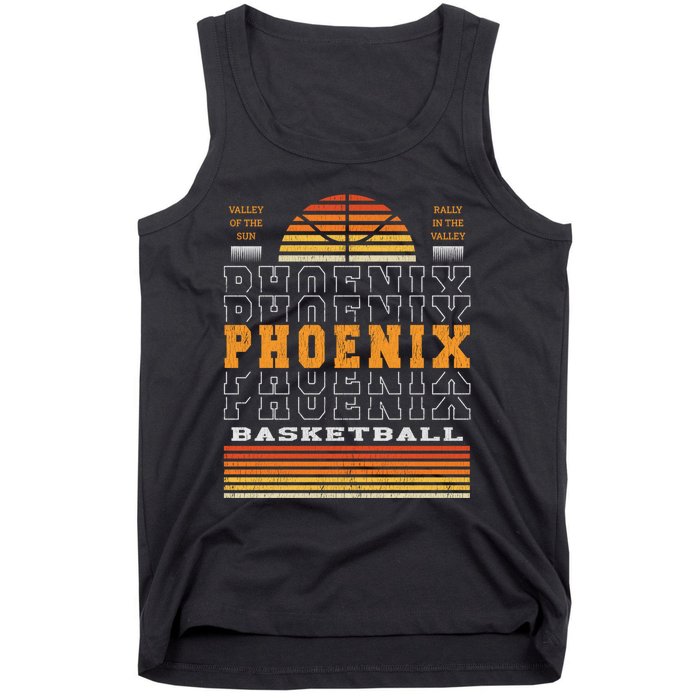 Phoenix Basketball Valley Oop City Arizona Retro Sunset Tank Top