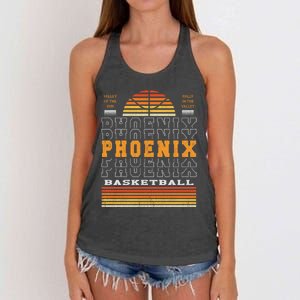 Phoenix Basketball Valley Oop City Arizona Retro Sunset Women's Knotted Racerback Tank