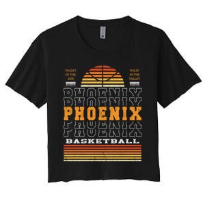 Phoenix Basketball Valley Oop City Arizona Retro Sunset Women's Crop Top Tee