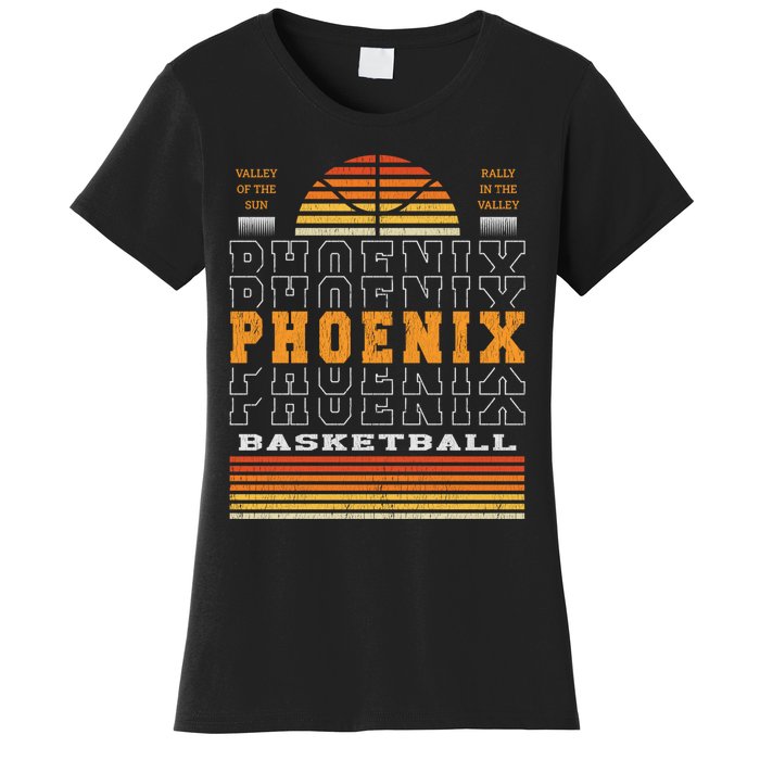 Phoenix Basketball Valley Oop City Arizona Retro Sunset Women's T-Shirt