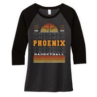 Phoenix Basketball Valley Oop City Arizona Retro Sunset Women's Tri-Blend 3/4-Sleeve Raglan Shirt