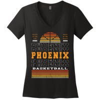 Phoenix Basketball Valley Oop City Arizona Retro Sunset Women's V-Neck T-Shirt