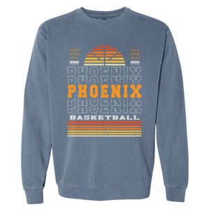 Phoenix Basketball Valley Oop City Arizona Retro Sunset Garment-Dyed Sweatshirt