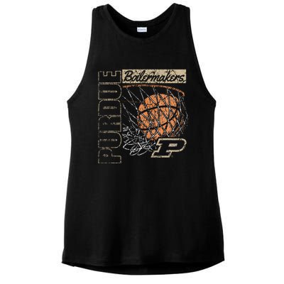 P.U.R.D.U.E Boilermakers Vintage Basketball 90s Black Ladies PosiCharge Tri-Blend Wicking Tank