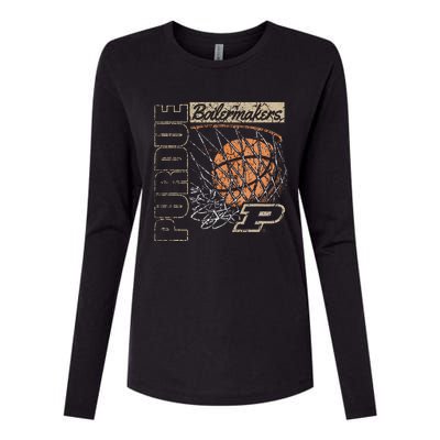 P.U.R.D.U.E Boilermakers Vintage Basketball 90s Black Womens Cotton Relaxed Long Sleeve T-Shirt