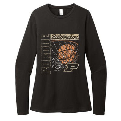 P.U.R.D.U.E Boilermakers Vintage Basketball 90s Black Womens CVC Long Sleeve Shirt