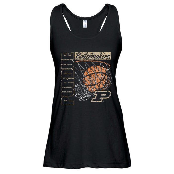 P.U.R.D.U.E Boilermakers Vintage Basketball 90s Black Ladies Essential Flowy Tank