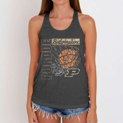 P.U.R.D.U.E Boilermakers Vintage Basketball 90s Black Women's Knotted Racerback Tank