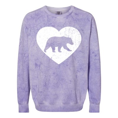 Polar Bear Vintage White Heart Animal Lover Valentines Day Gift Colorblast Crewneck Sweatshirt