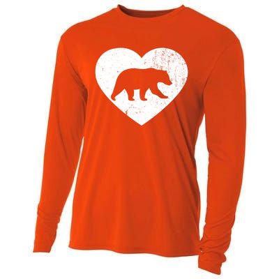 Polar Bear Vintage White Heart Animal Lover Valentines Day Gift Cooling Performance Long Sleeve Crew