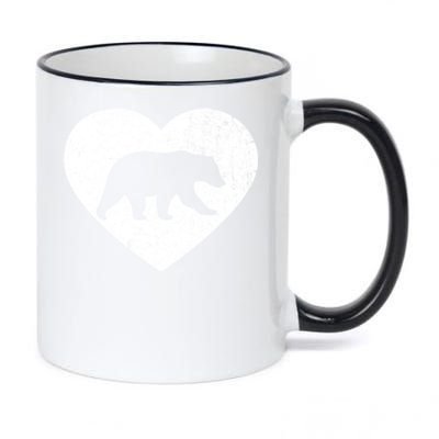 Polar Bear Vintage White Heart Animal Lover Valentines Day Gift 11oz Black Color Changing Mug