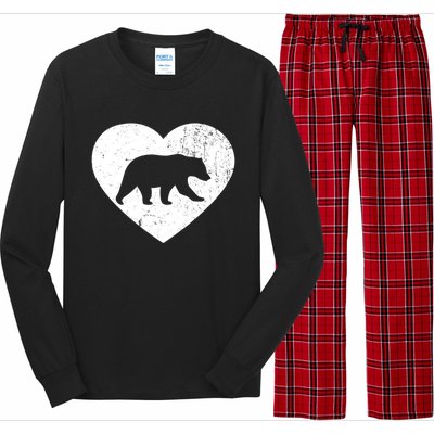 Polar Bear Vintage White Heart Animal Lover Valentines Day Gift Long Sleeve Pajama Set