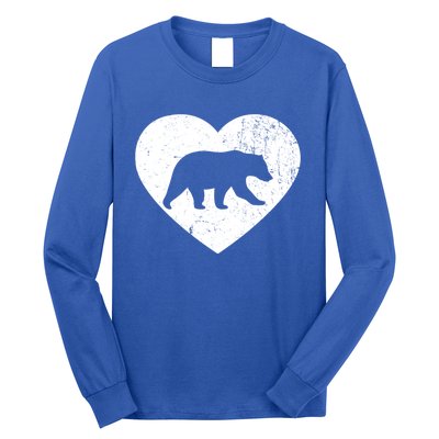 Polar Bear Vintage White Heart Animal Lover Valentines Day Gift Long Sleeve Shirt