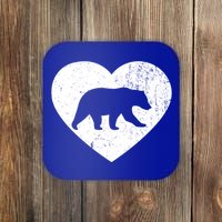 Polar Bear Vintage White Heart Animal Lover Valentines Day Gift Coaster