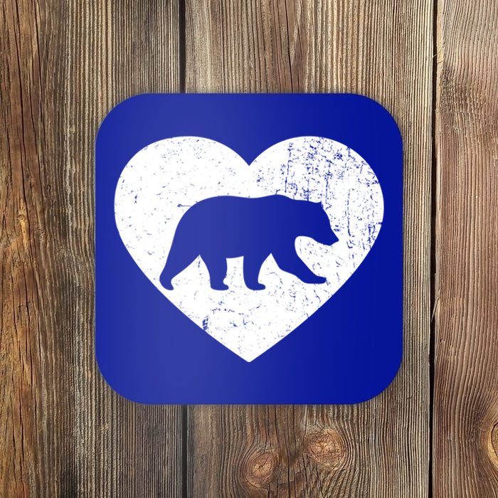 Polar Bear Vintage White Heart Animal Lover Valentines Day Gift Coaster