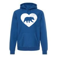 Polar Bear Vintage White Heart Animal Lover Valentines Day Gift Premium Hoodie