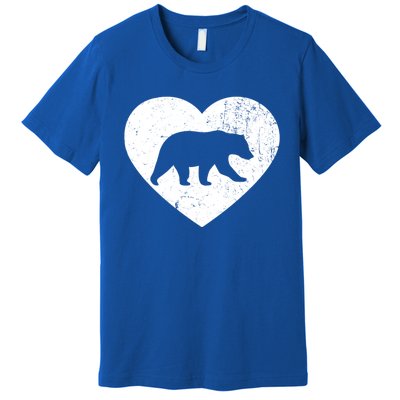 Polar Bear Vintage White Heart Animal Lover Valentines Day Gift Premium T-Shirt