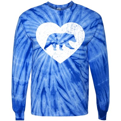 Polar Bear Vintage White Heart Animal Lover Valentines Day Gift Tie-Dye Long Sleeve Shirt