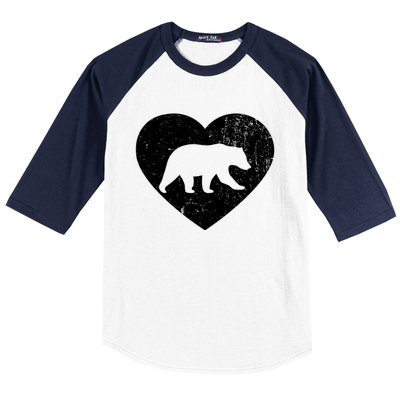 Polar Bear Vintage White Heart Animal Lover Valentines Day Gift Baseball Sleeve Shirt