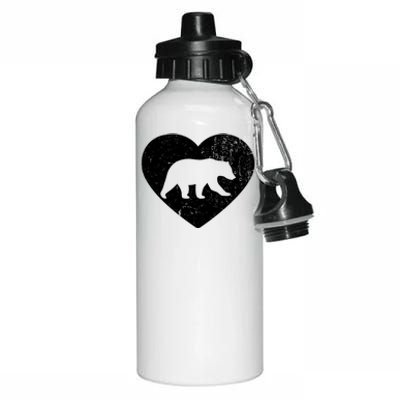 Polar Bear Vintage White Heart Animal Lover Valentines Day Gift Aluminum Water Bottle