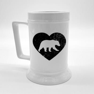 Polar Bear Vintage White Heart Animal Lover Valentines Day Gift Beer Stein