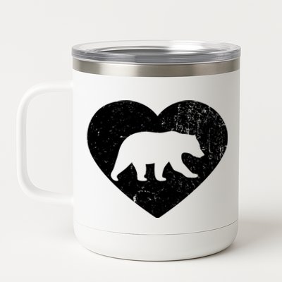 Polar Bear Vintage White Heart Animal Lover Valentines Day Gift 12 oz Stainless Steel Tumbler Cup