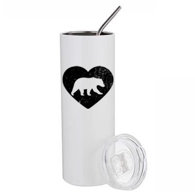 Polar Bear Vintage White Heart Animal Lover Valentines Day Gift Stainless Steel Tumbler