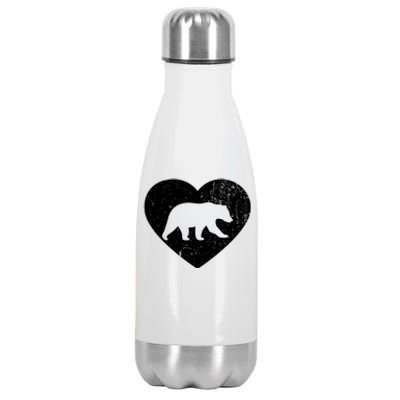 Polar Bear Vintage White Heart Animal Lover Valentines Day Gift Stainless Steel Insulated Water Bottle