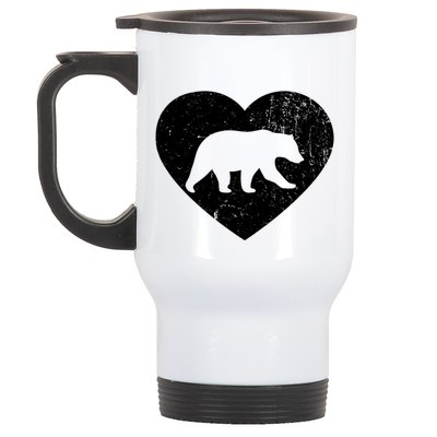 Polar Bear Vintage White Heart Animal Lover Valentines Day Gift Stainless Steel Travel Mug