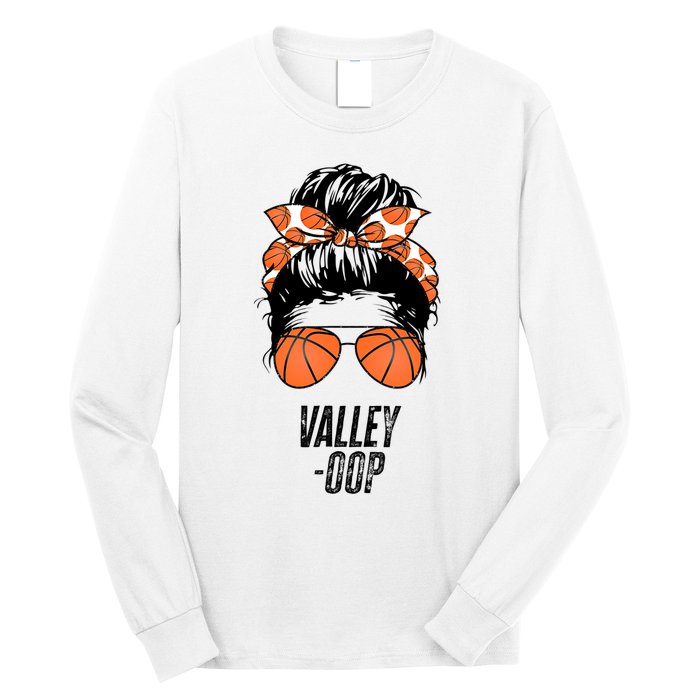 Phoenix Basketball Valley Oop Messy Bun Sun Basketball Fan Long Sleeve Shirt