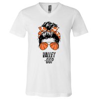 Phoenix Basketball Valley Oop Messy Bun Sun Basketball Fan V-Neck T-Shirt